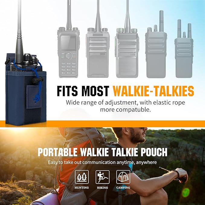 IronSeals 2 Pack Tactical Molle Adjustable Interphone Storage Bag Outdoor Sports Radio Pouch for Two Ways Walkie-talkie