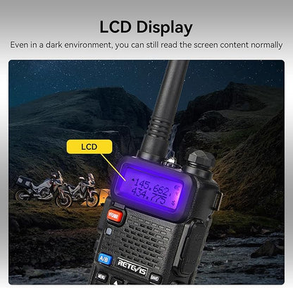 Retevis RT-5R Dual Band Two Way Radio,Ham Radios,with Shoulder Mic,Emergency Alarm,1400mAh Battery,Long Range Walkie Talkies for Amateur Camping Hunting (2 Pack)