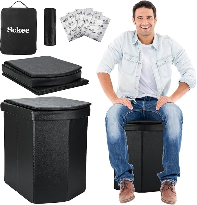 Portable Toilet for Adults, XL Portable Toilet for Camping, 16.5'' Camping Toilet with Lid, Camp Toilet with Handbag, Travel Potty for Camping, Hiking, RoadTrip, Car, Tent, Porta Potty for Adults Kids