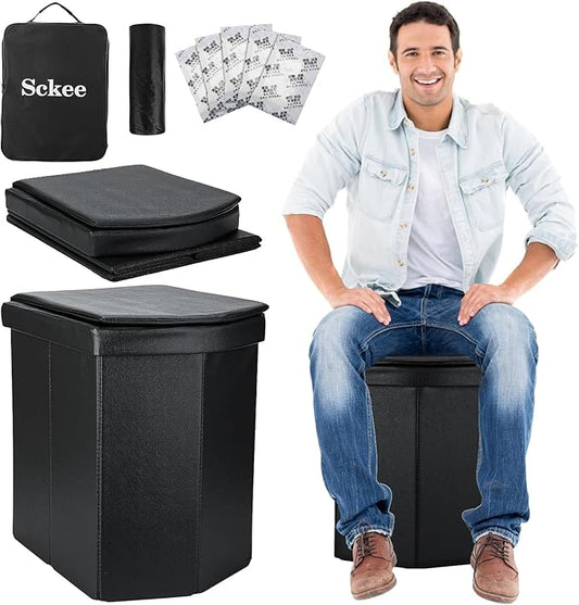 Portable Toilet for Adults, XL Portable Toilet for Camping, 16.5'' Camping Toilet with Lid, Camp Toilet with Handbag, Travel Potty for Camping, Hiking, RoadTrip, Car, Tent, Porta Potty for Adults Kids