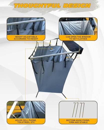Vehicle Awning Shower Room with Roof Waterproof Carside Camping Shower Tent Overland for SUV Truck