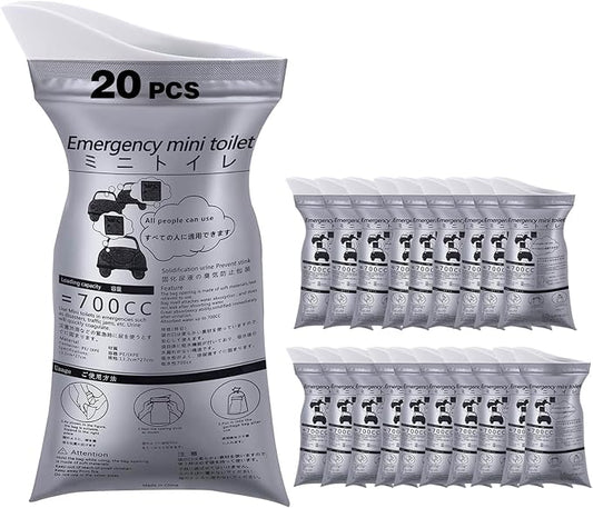 Portable Mobile Toilet 20 Packs of 700 ml Disposable Urine Bags, Home Travel, Outdoor Camping Traffic jam Portable Urine Bag Motion Sickness Vomit Storage Bag Men and Women Universal Pee Bag