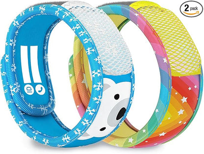 PARA'KITO Mosquito Repellent Pack - 2 Kids Wristbands & 2 Refills Rainbow/Polar Bear