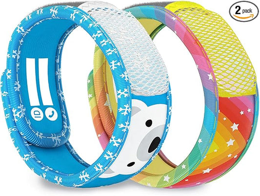PARA'KITO Mosquito Repellent Pack - 2 Kids Wristbands & 2 Refills Rainbow/Polar Bear