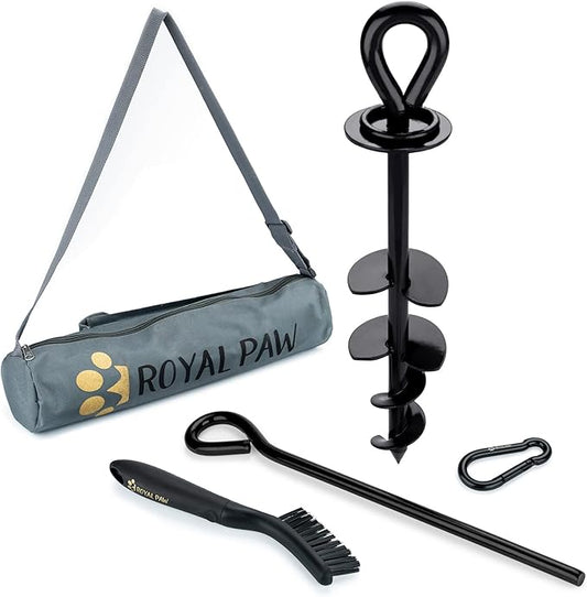 Dog Tie Out Stake - Heavy Duty Dog Anchor for Large Dogs up to 210 lbs, In Ground Yard Post to Tether Long Leash and Cable Leads with Dog Stakes for Outside