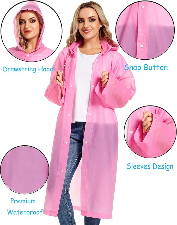 Rain Ponchos for Adults Reusable Raincoats Survival Heavy Duty Military Impermeable 2 Packs Rain Coat…
