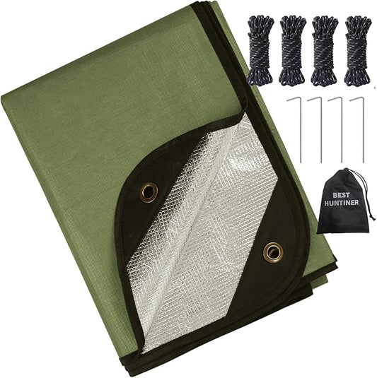 Heavy Duty Survival Blanket -Multifunctional Reflective Tarp Thermal Blanket - 60" x 83" Waterproof Sandproof for Camping Hiking Outdoors Multifunctional Emergency Blanket