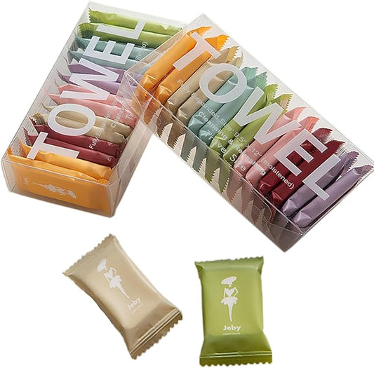 Compressed Towel Tablet Portable Face Towel Washcloth Reusable 28 Pack Wet and Dry Disposable Towel, Baby Towel or Dog Towel Camping Wipes for Travel Hiking Home Beauty (Bluk)
