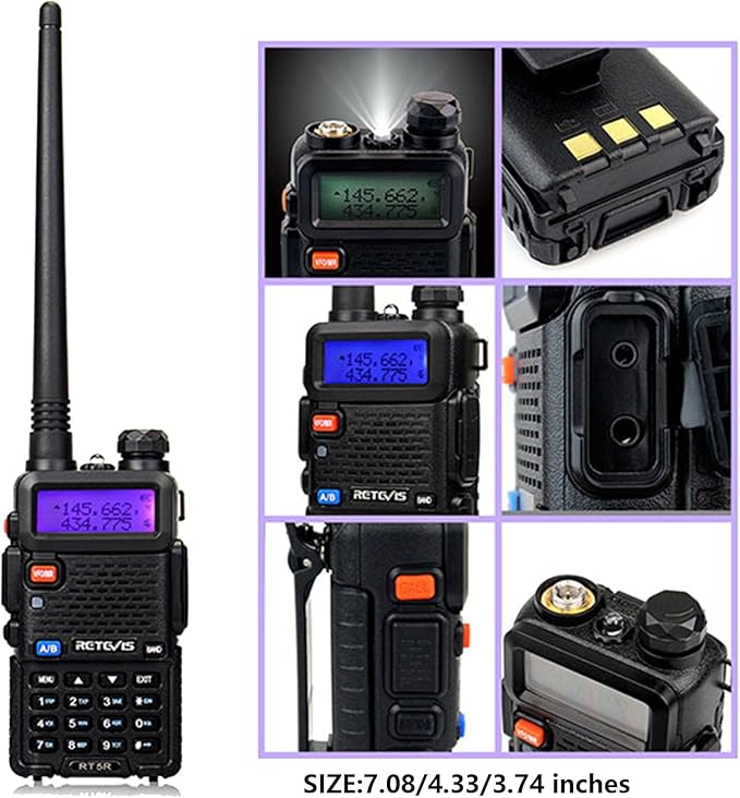 Retevis RT-5R Dual Band Two Way Radios Long Range, High Power 128CH LCD Walkie Talkies for Adults, 2 Way Radio for Hunting, Camping (2 Pack)