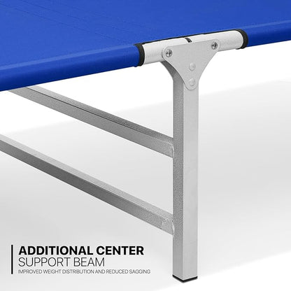 MoNiBloom Lightweight Folding Camping Cot Bed, Ultralight Folding Portable Compact Cots for Outdoor Travel Base Camp Hiking Mountaineering Lightweight Backpacking, Weight Capacity 195 lbs, Blue