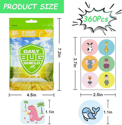360 Pack Mosquito Repellent Patches Stickers for Kids Adult Outdoor Indoor Travel, Natural Plant Based Ingredients Mosquito Stickers for Outdoor Travel Camping Hiking