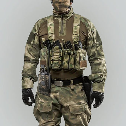 1000D Nylon Tactical Radio Holder Radio Case Radio Pouch Military Molle Radio Walkie Talkie Holder Bag Hunting Magazine Pouches Pocket for Two Ways Walkie Talkies Compatible (ACU)