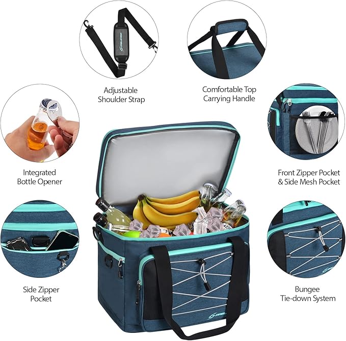 Maelstrom Soft Cooler Bag,Collapsible Soft Sided Cooler,24/30/60/75 Cans Beach Cooler,Ice Chest,Large Leakproof Camping Cooler,Portable Travel Cooler for Grocery Shopping,Camping,Road Trips