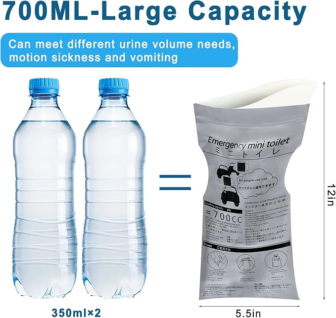 18 Pcs Disposable Urinal Bags Urine Pee Bags for Men Women Emergency Portable Urinal Bag Vomit Bag for Travel Hiking Traffic Jams 700ML