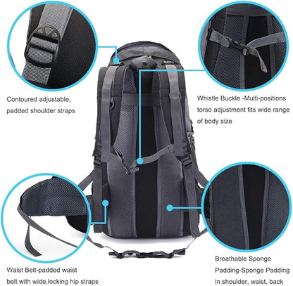 50L Hiking Backpack, Waterproof Lightweight Daypack for Outdoor Camping Travel