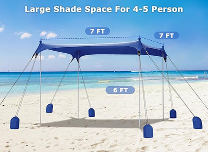 Gorich Beach Tent Sun Shelter with 8 Sandbags, UPF50+ Protection & Windproof Pop Up Beach Canopy Tent Sun Shade for Family, Travel & Camping, Easy Setup Canopy Umbrella