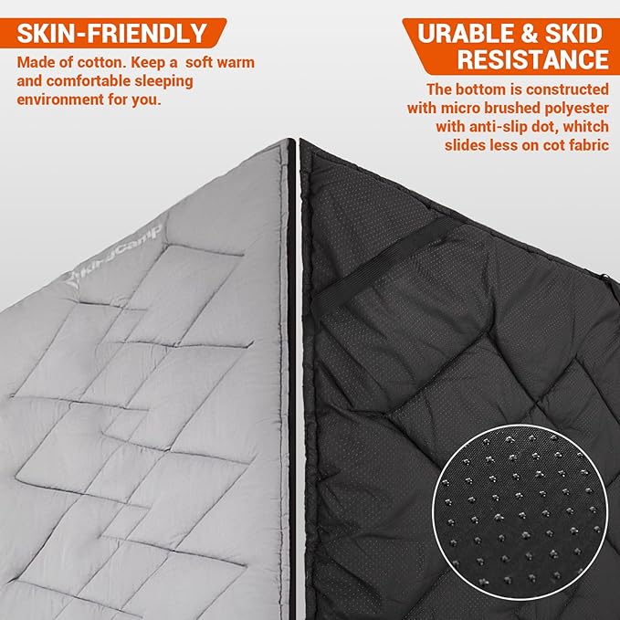 KingCamp Cot Pad Topper for Camping, Soft Warm Non-Slip Cot Mattress, Comfortable Lightweight Sleeping Mat for Outdoor & Indoor, Picnic, Hiking, Backpacking, Yoga