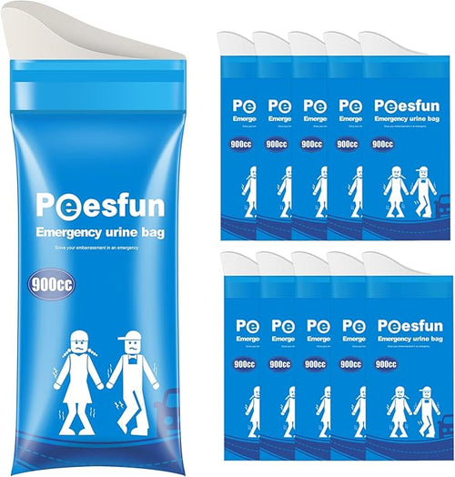 Portable Emergency Urinal Bag, 12 Pack Travel Urine Bag, 900ml Unisex Pee Bag, Resealable Disposable Urinal for car, Traffic Jams, Camping, Road Trips, Pregnant Women, Patients, Children