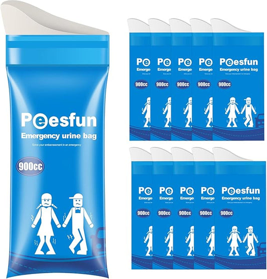 Portable Emergency Urinal Bag, 12 Pack Travel Urine Bag, 900ml Unisex Pee Bag, Resealable Disposable Urinal for car, Traffic Jams, Camping, Road Trips, Pregnant Women, Patients, Children