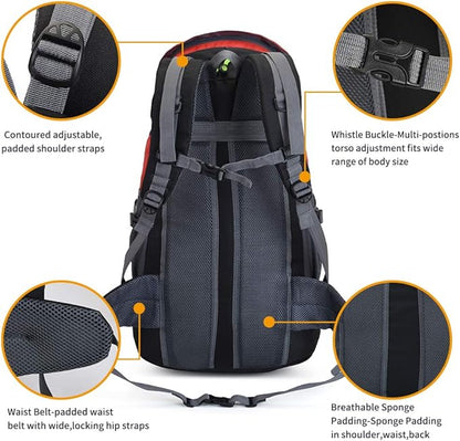 50L Hiking Backpack, Waterproof Lightweight Daypack for Outdoor Camping Travel