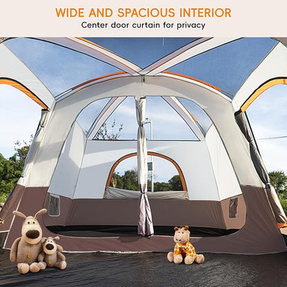 Camping Tent 4-6 Person, Double Layer, Multi-Room Family Cabin Tents with 3 Doors, Mesh Windows, Rainfly & Windproof, Large Waterpoof Tents for Outdoor Camping Hiking Picnic Gathering