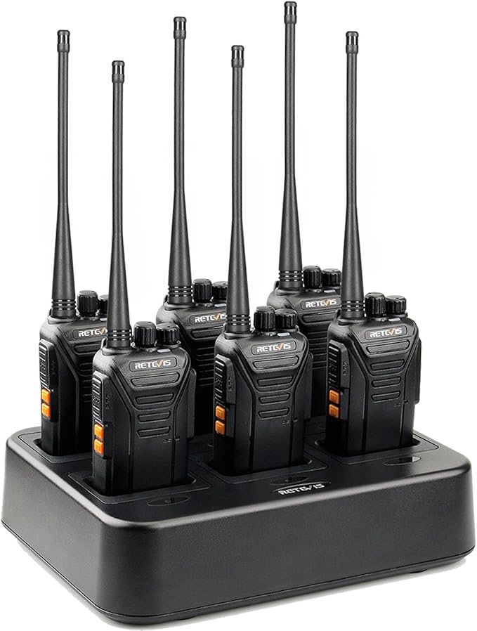 Retevis RT27V MURS 2 Way Radio, Walkie Talkies Rechargeable, Long Range, Multi-Unit Charger, License Free, Rugged, Two Way Business Radios for Emergency Rescue Farm Church(6 Pack)
