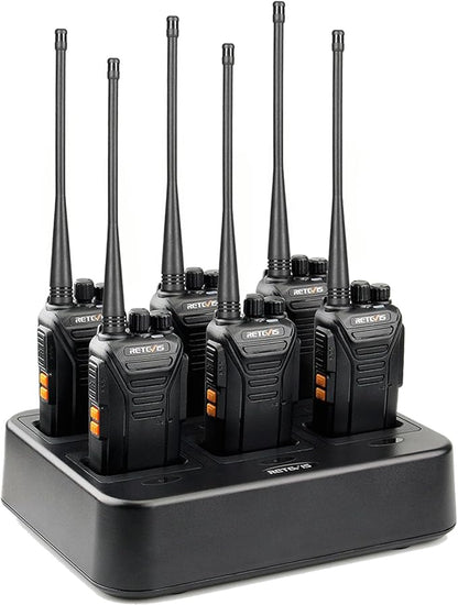 Retevis RT27V MURS 2 Way Radio, Walkie Talkies Rechargeable, Long Range, Multi-Unit Charger, License Free, Rugged, Two Way Business Radios for Emergency Rescue Farm Church(6 Pack)