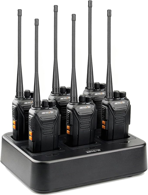Retevis RT27V MURS 2 Way Radio, Walkie Talkies Rechargeable, Long Range, Multi-Unit Charger, License Free, Rugged, Two Way Business Radios for Emergency Rescue Farm Church(6 Pack)