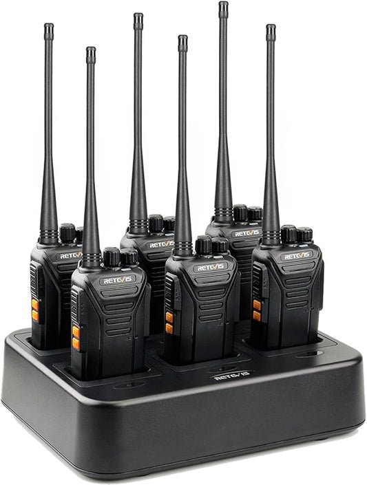 Retevis RT27V MURS 2 Way Radio, Walkie Talkies Rechargeable, Long Range, Multi-Unit Charger, License Free, Rugged, Two Way Business Radios for Emergency Rescue Farm Church(6 Pack)