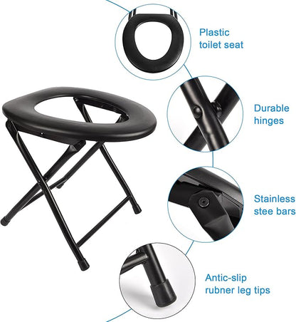 Portable Toilet Seat, Stainless Steel Emergency Toilet, Folds Camping Toilet Seat, Convenient for Camping, Travel & Emergency