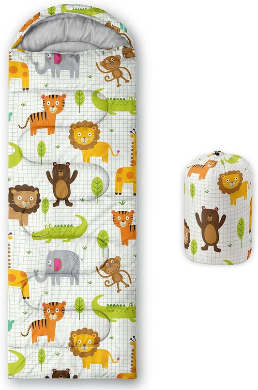 Kids Sleeping Bag for Boys Girls,Rocket Moon Print-Lightweight Warm Portable Outdoor Indoor-Waterproof Cold Weather Resistant Sleeping Bag for Camping Hiking