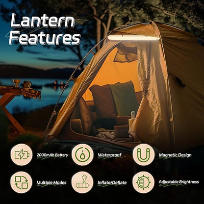 SELORSS Inflatable Outdoor Camping Light, Meets IP66 Waterproof Standard, Provides 2000 mAh Charging, Suitable for Camping, Hiking, Traveling and Other Outdoor environments.