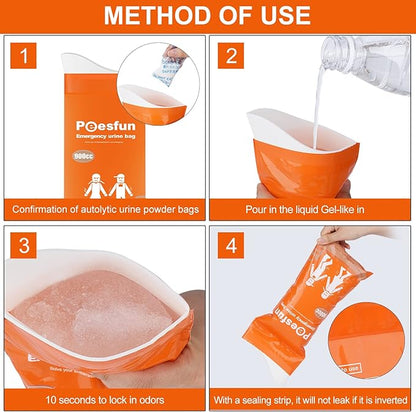 Portable Emergency Urinal Bag, 24 Pack Travel Urine Bag, 900ml Unisex Pee Bag, Resealable Disposable Urinal for car, Traffic Jams, Camping, Road Trips, Pregnant Women, Patients, Children