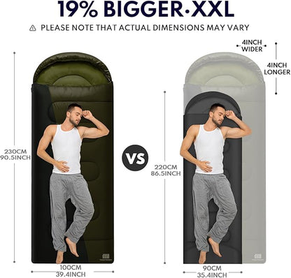 0 Degree XXL Sleeping Bags for Adults Cold Weather,Camping Sleeping Bag with Compression Sack for Winter Hiking, Hunting,Traveling