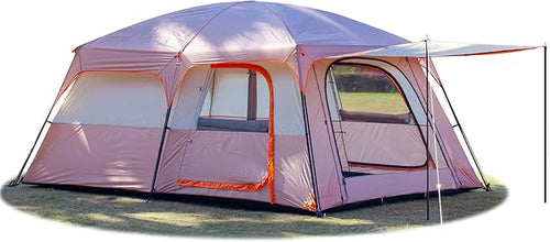 KTT Extra Large Tent 10-12-14 Person(A),Family Cabin Tents,2 Rooms,3 Doors and 3 Windows with Mesh,Straight Wall,Waterproof,Double Layer,Big Tent for Outdoor,Picnic,Camping,Family Gathering