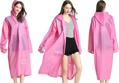 Rain Ponchos Raincoats for Adults Women Men, Reusable 2 Pack Rain Jacket Coats with Hood for Family Disney Camping Hiking