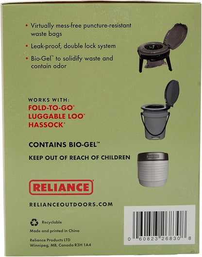 Reliance Products Double Doodie | Portable Toilet Waste Bags | No Gel | 6 Count (Pack of 1), Black, (2683-13)