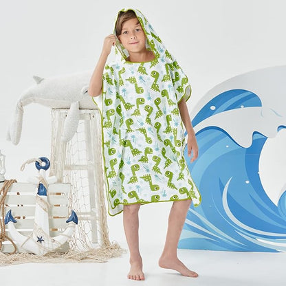 YINHANG Kids Changing Poncho Swim Robe for Girls Boys, Quick Dry Microfiber Hooded Beach Bath Towel Pool Surf Poncho for Swimming, Surfing, Travelling, Camping