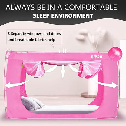 Bed Tent Bed Canopy King Size Tents for Adult and Kids- Original Design Portable Dream Tent Indoor Sleeping 80% Blackout with 3 Doors Breathable Big Space Tents