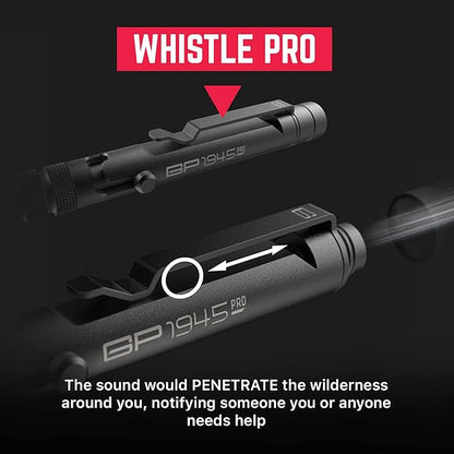 GPCA - GP 1945 Bolt Action Pen PRO, Smart Alternative to a Pen Light, EDC Pen Multitool with Rescue Whistle, Measurement on grip, Survival Gear for Camping, Titanium, Dark