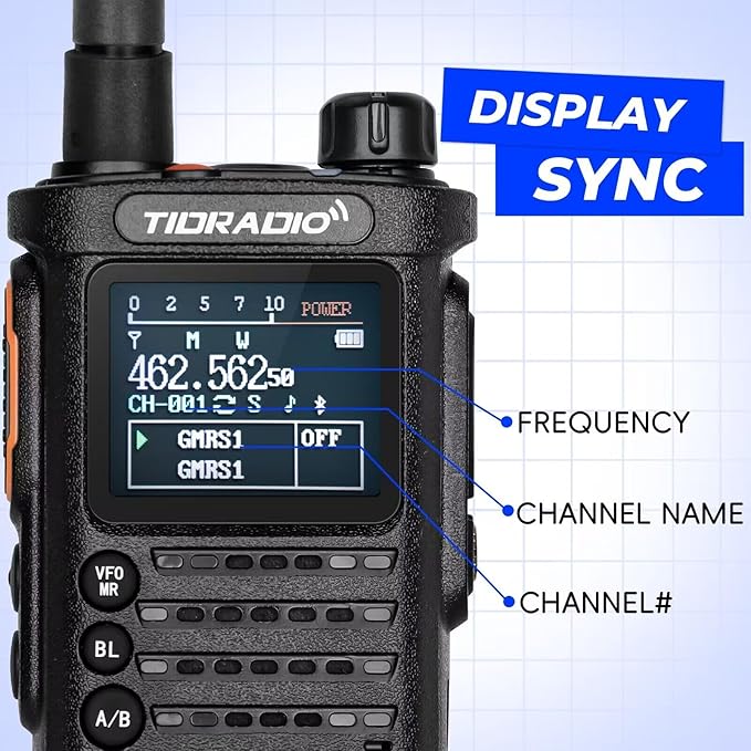 (2nd Gen) TIDRADIO TD-H8 GMRS Radio Long Range Two-Way Radio with USB-C 2500mAh Battery,APP Programmable,Dual Band and NOAA Weather Receiver & Scan,SOS,DTMF,Walkie Talkie,Support Chirp (1 Pack)