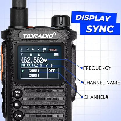 (2nd Gen) TIDRADIO TD-H8 GMRS Radio Long Range Two-Way Radio with USB-C 2500mAh Battery,APP Programmable,Dual Band and NOAA Weather Receiver & Scan,SOS,DTMF,Walkie Talkie,Support Chirp (1 Pack)