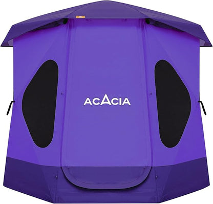 ACACIA Camping Tent, Pop Up Camping Tent with 8 Windows and Footprint, Waterproof Windproof Easy Setup Hub Tent for Family Camping, Hiking and Glamping