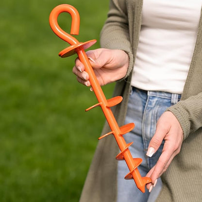 Dog Tie Out Stake - Heavy Duty Dog Stake for Large Dogs up to 210 lbs, Dog Stakes for Outside to use with Any Dog Tie Out Cable or Dog Leads for Yard (NO1-Orange) (Anchor Only)
