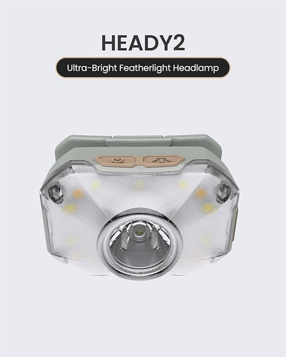 Claymore Heady2 (Tan) - Rechargeable LED Headlamp Flashlight, Lightweight for Camping, Running, Hiking, Emergency & Industrial Use. USB-C Charging, Up to 40 Hours Battery Life, Waterproof.