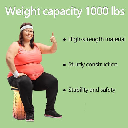 ALEVMOOM 2025 Upgraded XXL Collapsilbe Stool with Cushion,More Sturdy and Height 19.7",D11.8,Portable and Lightweight Adjustable Chair Telescoping Stool for Camping Hiking BBQ Max Loading 1000Ibs