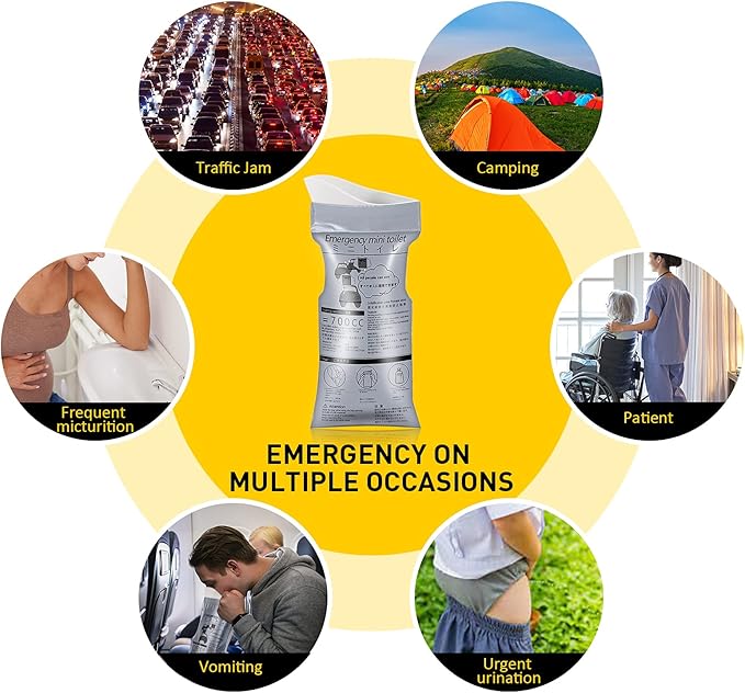 Emergency Portable Urine Bag, 6/10/20 Pack Travel Urinal Bag, Unisex Urinal Bag, Disposable Urine Bag Suitable for Camping, Travel, Traffic Jams, Pregnant Women, Children, Patients