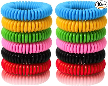 Mosquito Bracelets, 18 Pack Individually Wrapped Mosquito Bands for Adult Kids, DEET Free, Natural and Waterproof Wristband