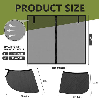 Yahenda 5 Pcs Car Camping Tailgate and Window Shades Set Car Camping Net Screen for Windows Stretchy Front Rear Sun Shade Breathable Stretch Window Screen for Privacy Mosquito(XL)