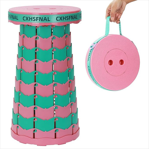 Upgraded Portable Foldable Stool,Folding Camp Stool,Lightweight Sturdy 400lbs Load Capacity Collapsible seat Height Adjustable for Fishing Hiking Picnic Hunting Party BBQ Indoor (Pink Green)
